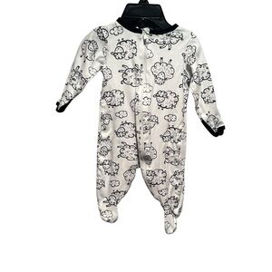Wonder Nation Black and White Sheep Baby Footie
